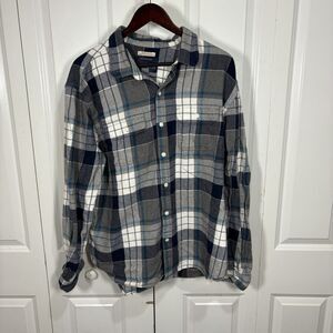 Old Navy Mens XXL Vintage Flannel Shirt Plaid Long Sleeve Button Up Regular Fit